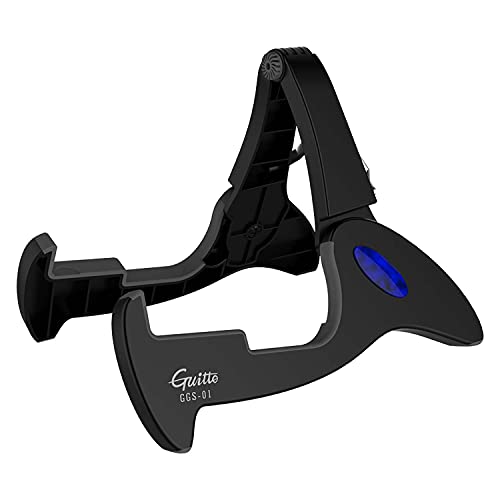 GUITTO GGS01B Universal Foldable Guitar Stand – For Electric, Acoustic Guitar & Bass