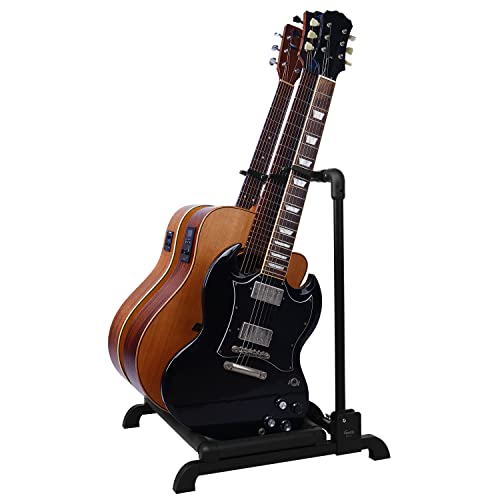 GUITTO GGS-12 Multi Guitar Rack Stand – Foldable 3 Guitar Display & Storage Rack