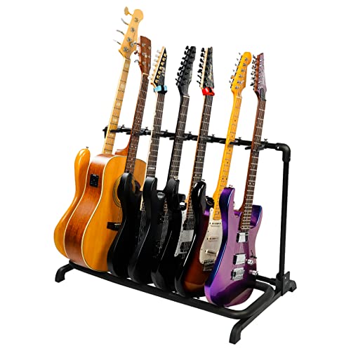 GUITTO GGS-11 Multi Guitar Rack Stand – Foldable 7 Guitar Display & Storage Rack