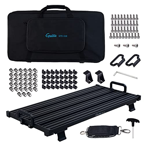 GUITTO GPB-03 Large Guitar Pedalboard – Aluminium Alloy Pedal Board with Carry Bag