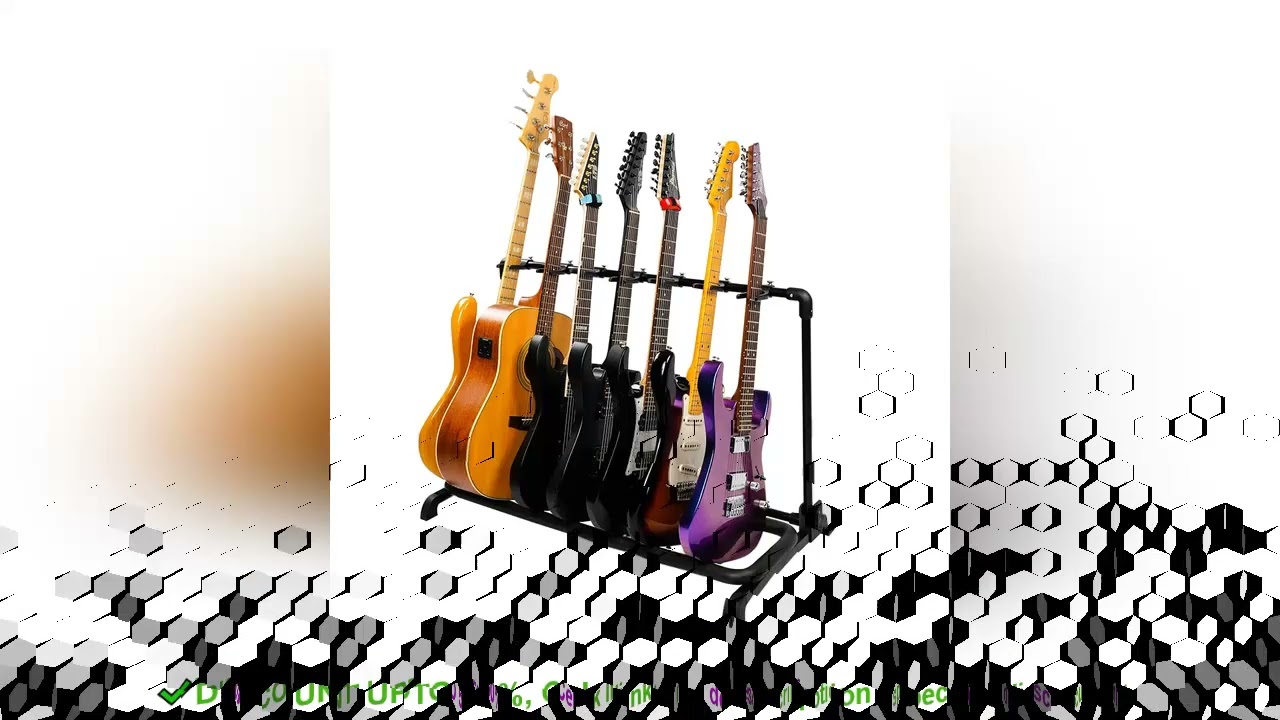 GUITTO GGS-11 Universal Guitar Stand Folding Holder Holds Up To 7 Guitars Musical Rack Bracket Bass