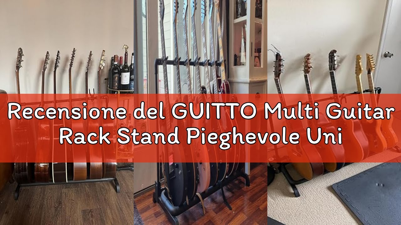 Recensione del GUITTO Multi Guitar Rack Stand Pieghevole Universale Display Rack Portatile Supporto